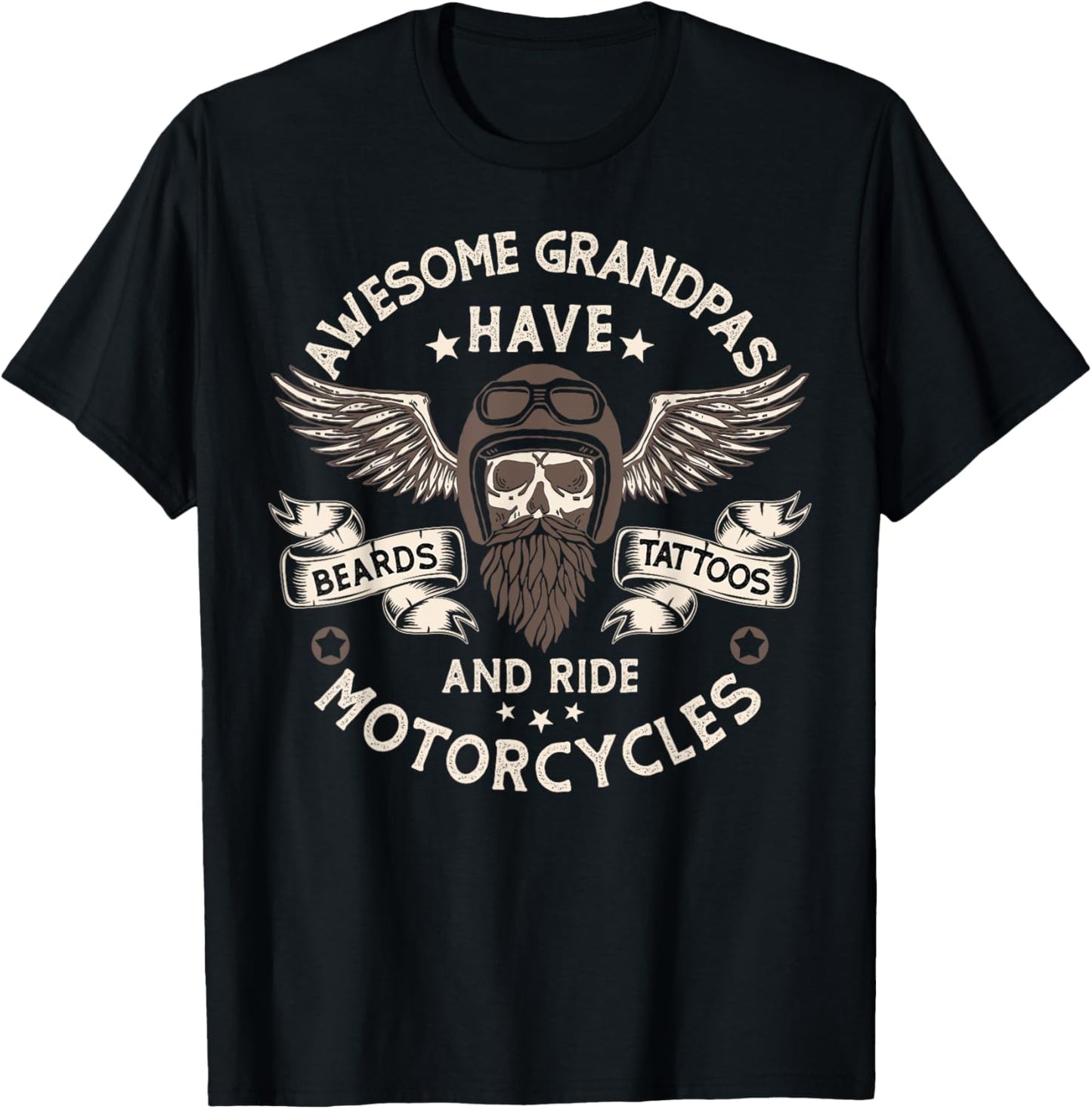 Beard Shirt Awesome grandpas Beard Tattoos and Motorcycles T-Shirt - T-Shirt | Black
