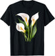White Calla Lily Flower Illustration Novelty Graphic Designs T-Shirt - T-Shirt | Black