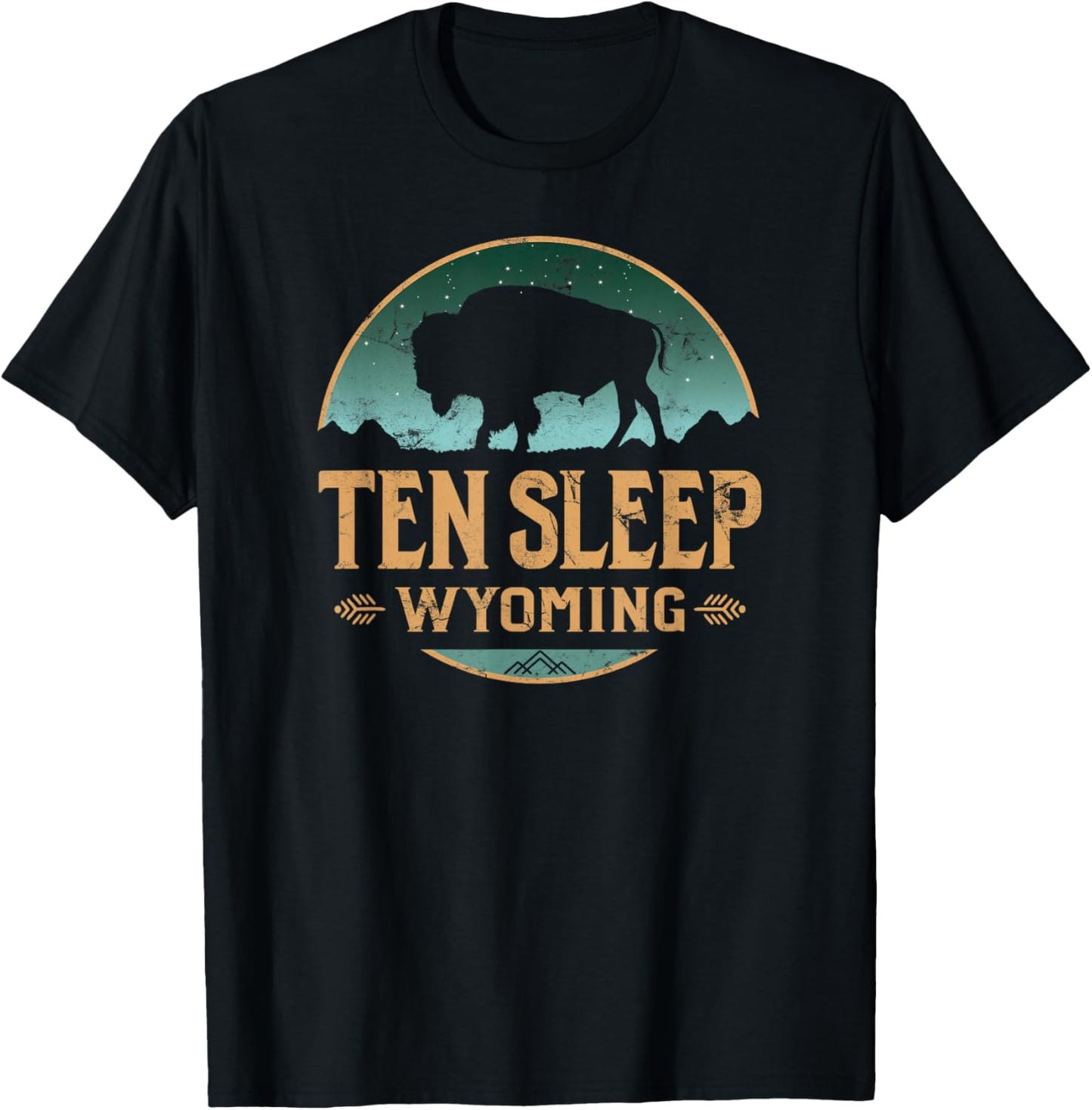 Ten Sleep Wyoming WY Buffalo Bison T-Shirt - T-Shirt | Black
