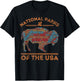 National Parks USA Buffalo Travel Outdoors Hiking Vintage T-Shirt - T-Shirt | Black