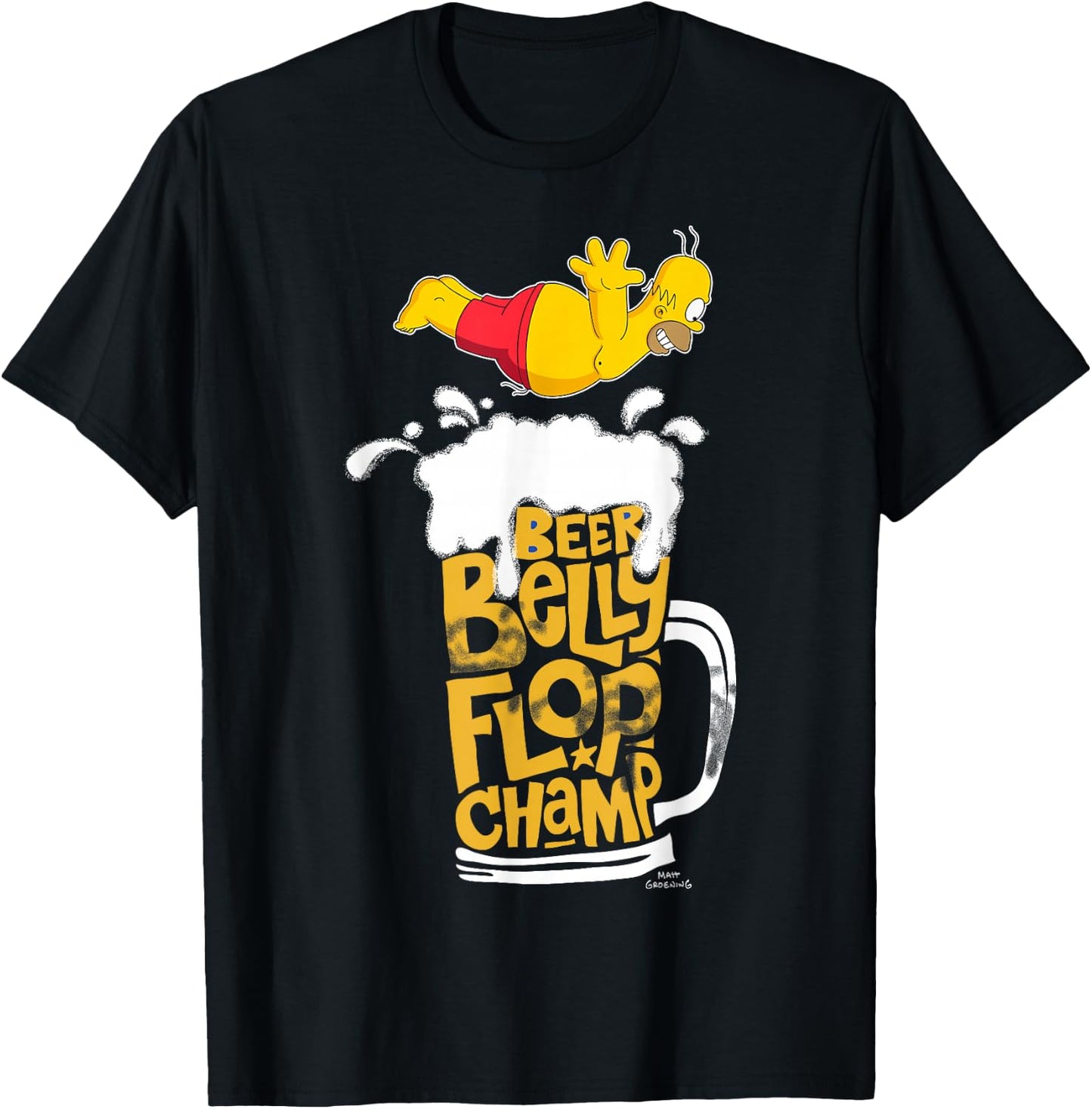 The Simpsons Homer Beer Belly Flop Champ C2 T-Shirt - T-Shirt | Black