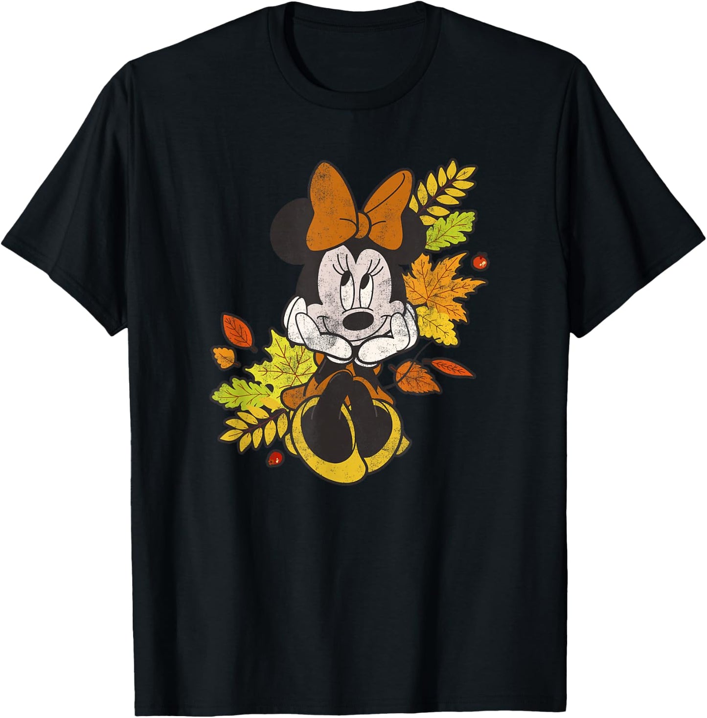 Disney Mickey and Friends Autumn Leaves Minnie Mouse T-Shirt - T-Shirt | Black