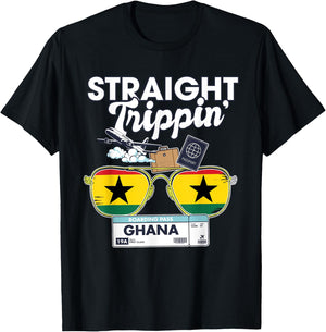 Straight Trippin' Ghana Vacation Tour Travel Trip Matching T-Shirt - T-Shirt | Black