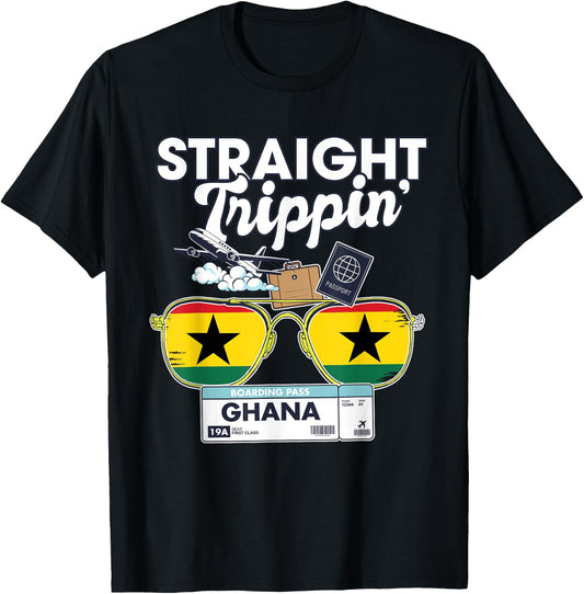 Straight Trippin' Ghana Vacation Tour Travel Trip Matching T-Shirt - T-Shirt | Black