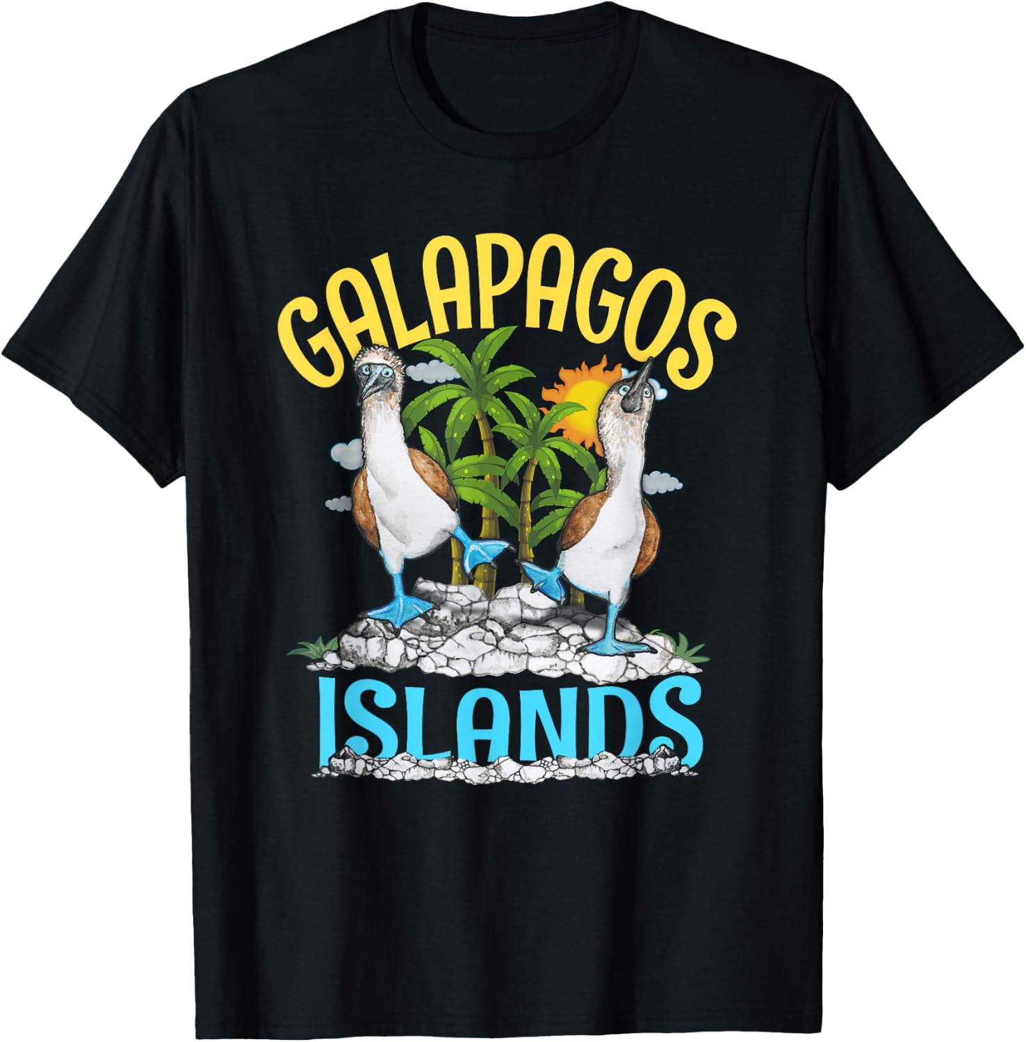 Seabirds Blue-Footed Booby Bird Galapagos Island Animal T-Shirt - T-Shirt | Black