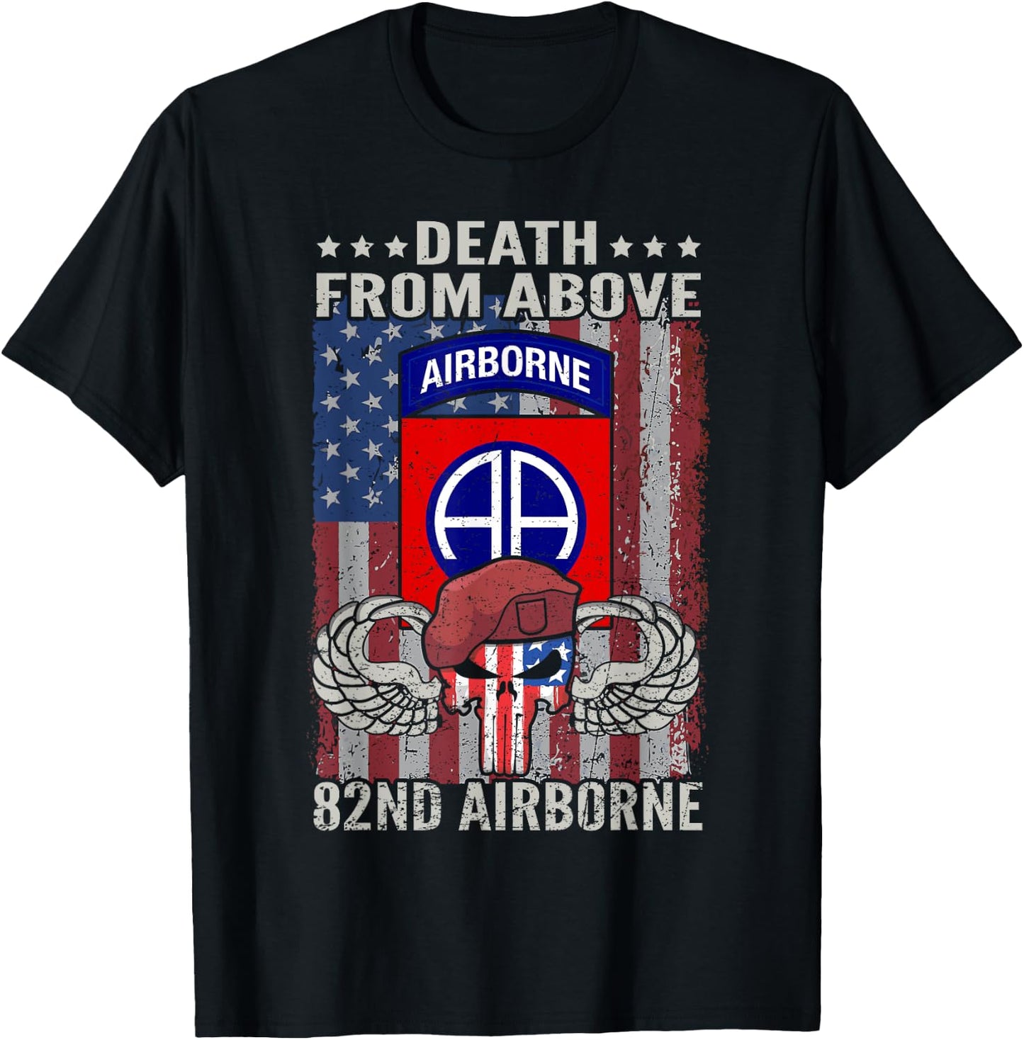 Death From Above USA 82nd Airborne Division Veteran T-Shirt - T-Shirt | Black