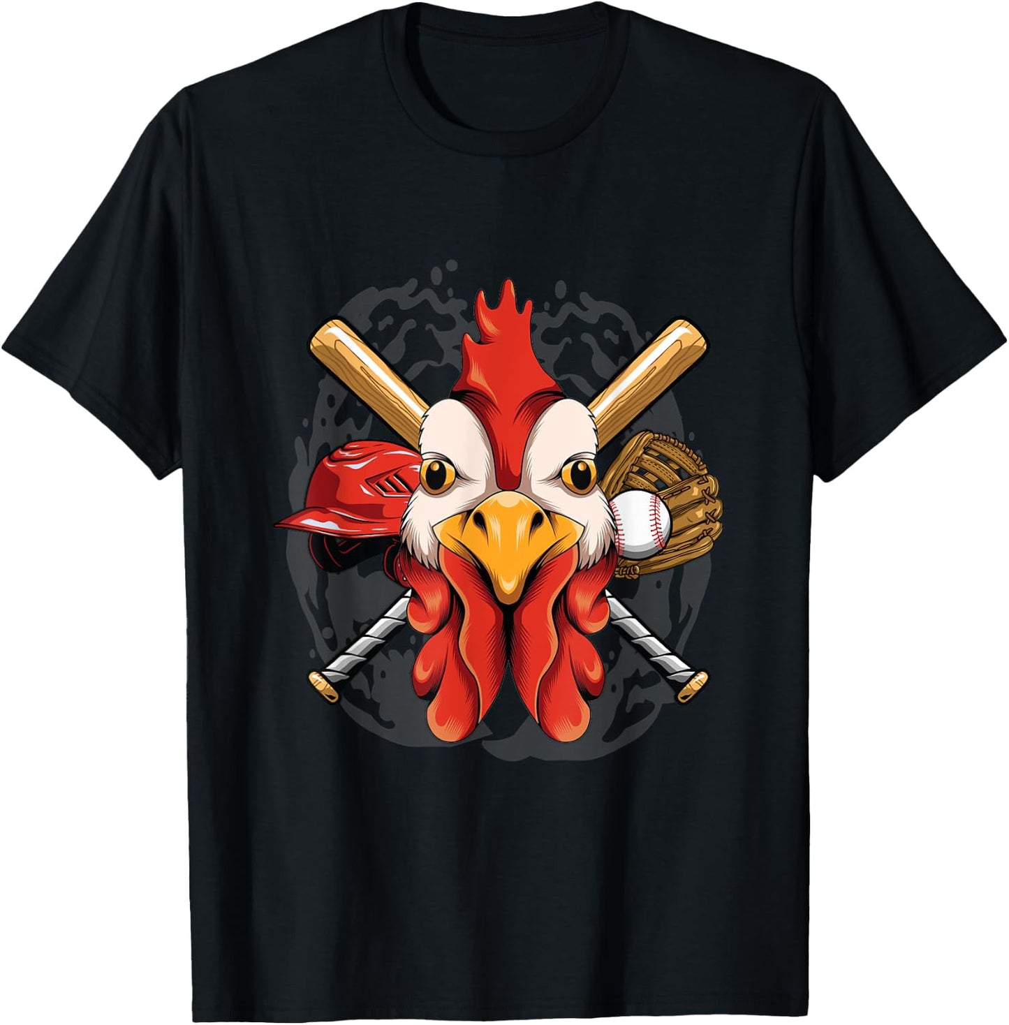 Baseball Player Chicken Pitcher Catcher Baseball Coach Farm T-Shirt - T-Shirt | Black