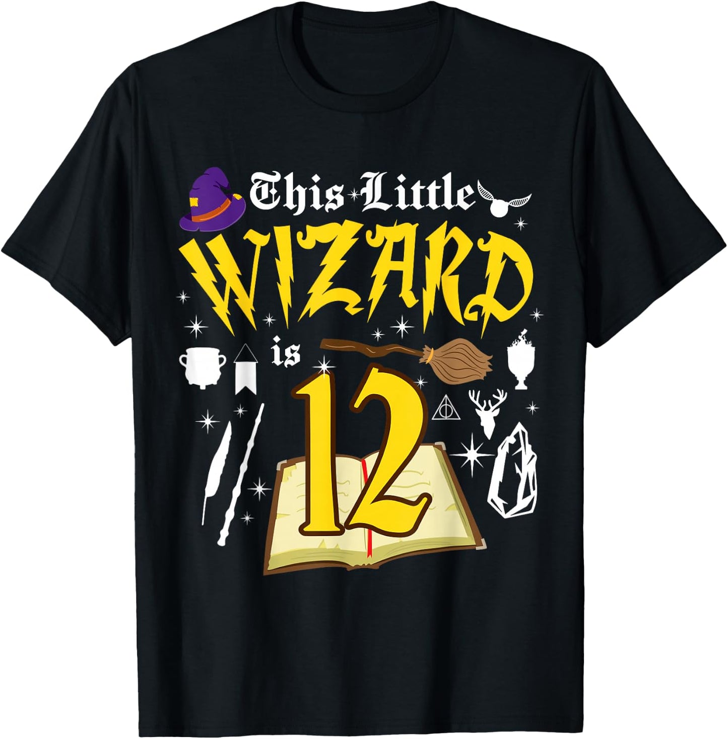 12th Birthday Wizard Magic 12 Year Old Funny B-Day Matching T-Shirt - T-Shirt | Black