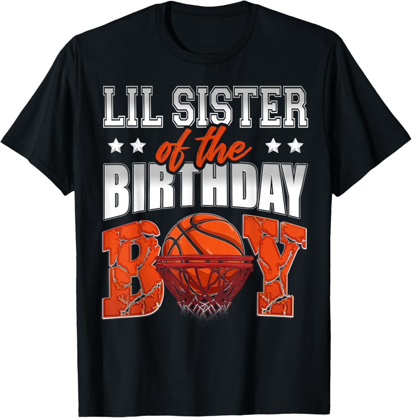 LIL SISTER Of The Birthday Boy Basketball Family Baller T-Shirt - T-Shirt | Black