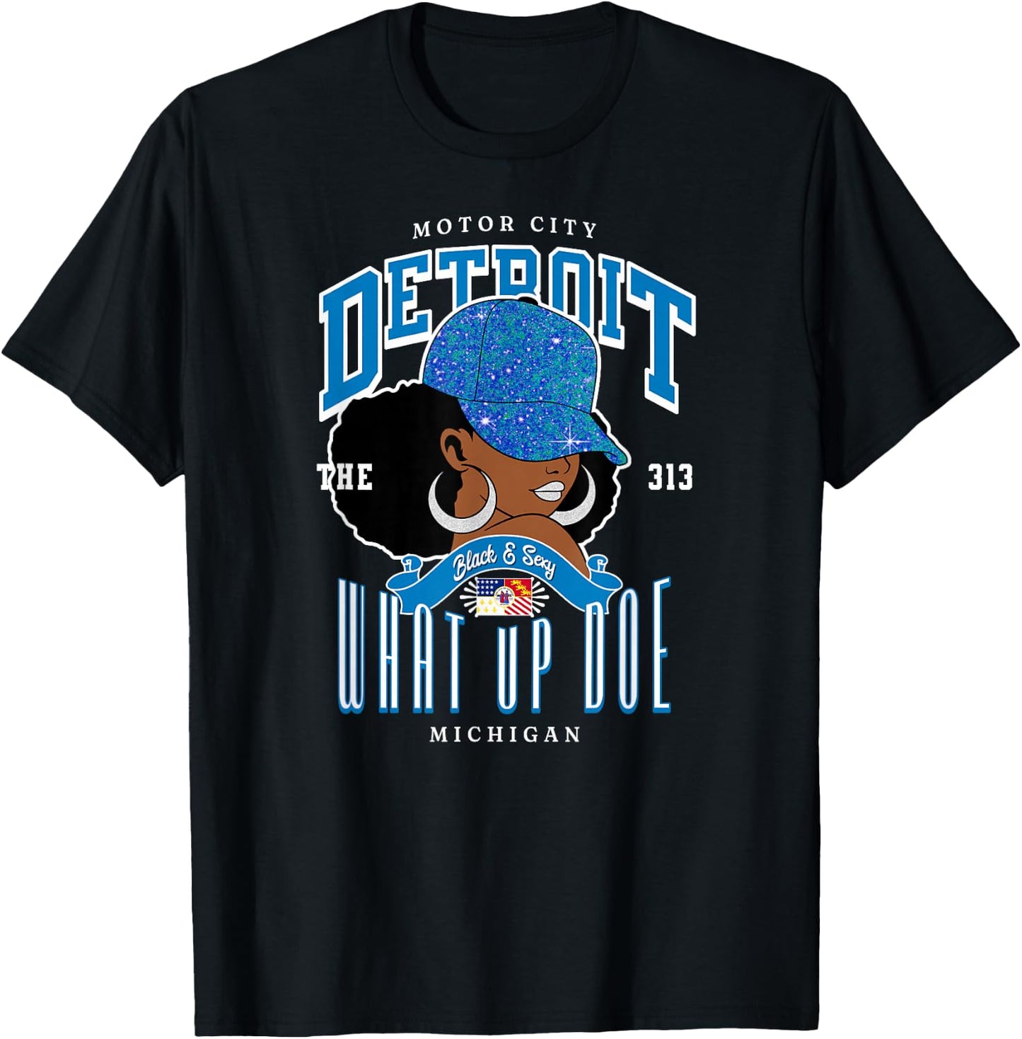 313 Detroit Area Code: What Up Doe Melanated Tribute T-Shirt - T-Shirt | Black