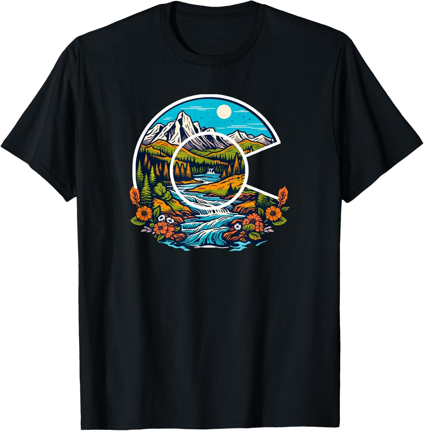 Colorado Outdoor Adventure Colorado Art T-Shirt - T-Shirt | Black