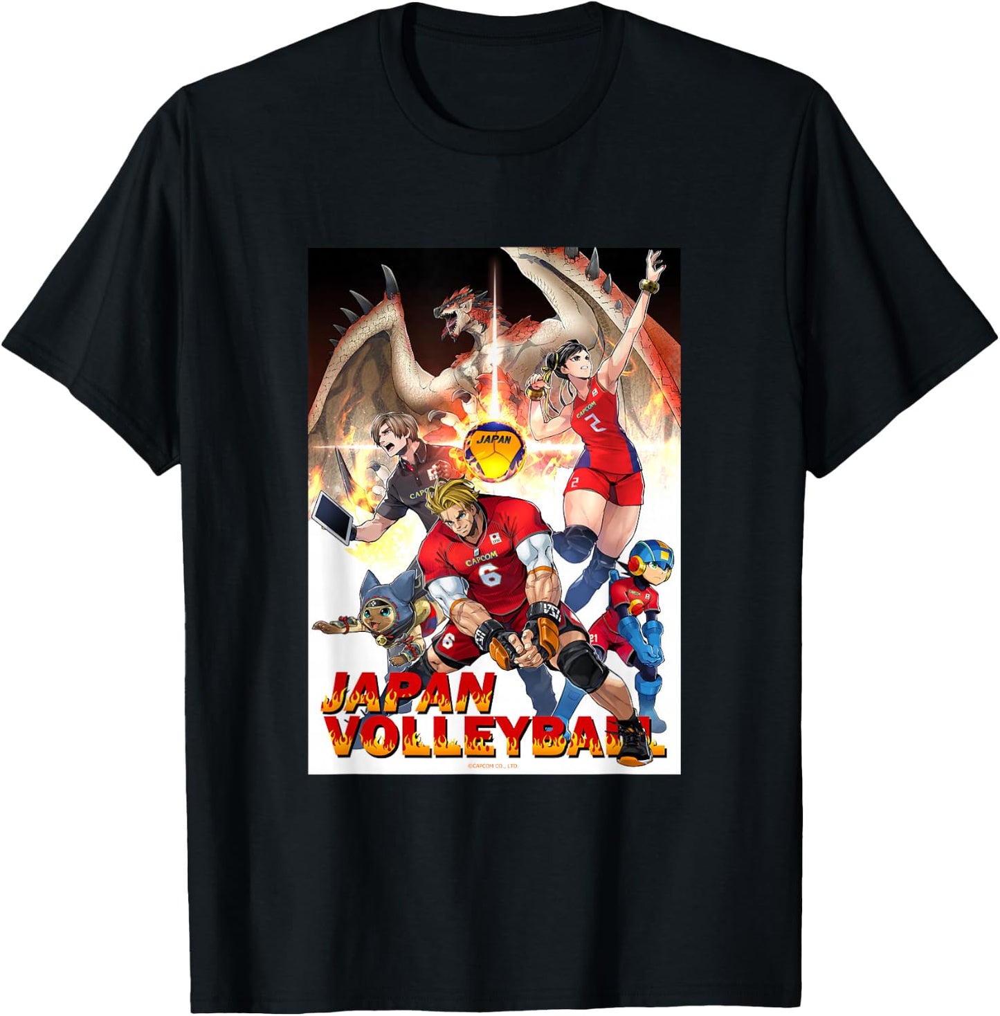 Japan National Volleyball Team x Capcom Collaboration T-Shirt - T-Shirt | Black