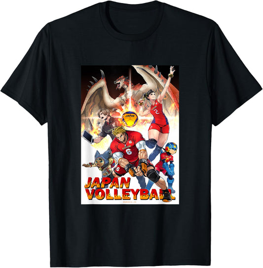 Japan National Volleyball Team x Capcom Collaboration T-Shirt - T-Shirt | Black