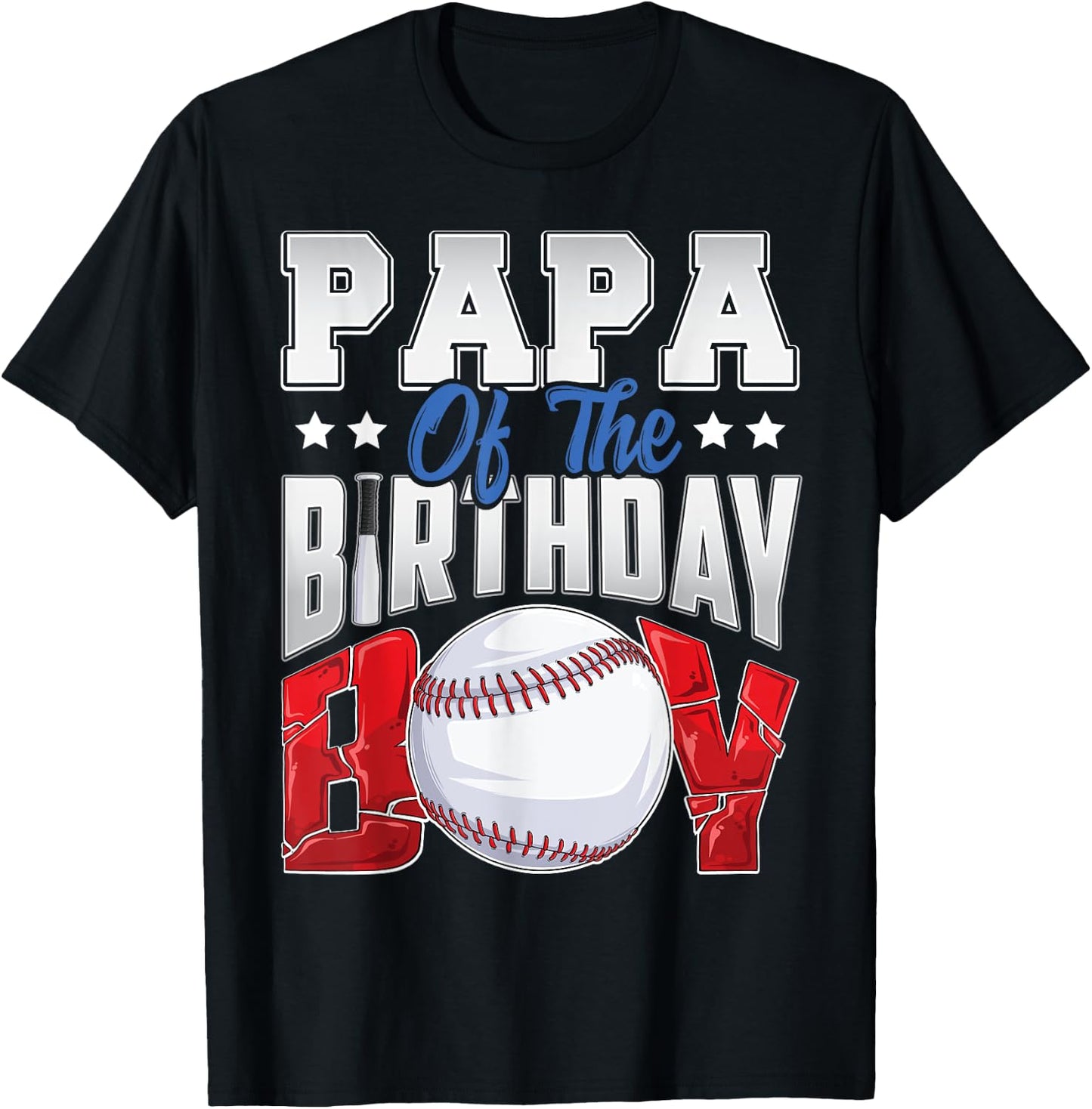 Papa Baseball birthday Boy Family Baller b-day Party T-Shirt - T-Shirt | Black