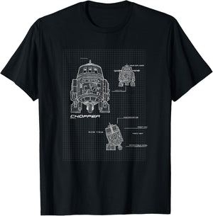 Star Wars Rebels Chopper Specs Blueprints T-Shirt - T-Shirt | Black