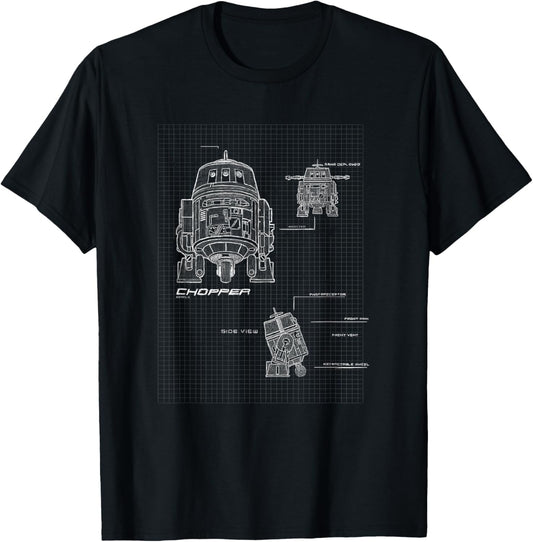 Star Wars Rebels Chopper Specs Blueprints T-Shirt - T-Shirt | Black