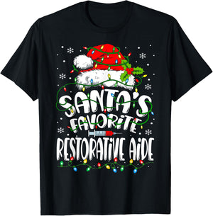 Santa Favorite Restorative Aide Christmas RN Nurse T-Shirt - T-Shirt | Black