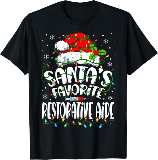 Santa Favorite Restorative Aide Christmas RN Nurse T-Shirt - T-Shirt | Black