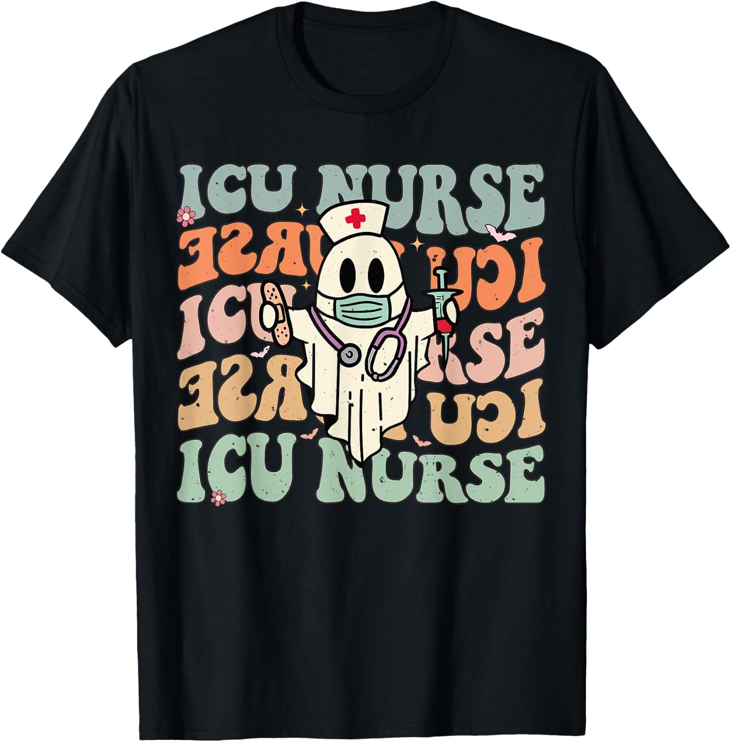 Critical Care Nurse ICU Neonatal Groovy Halloween Nursing T-Shirt - T-Shirt | Black