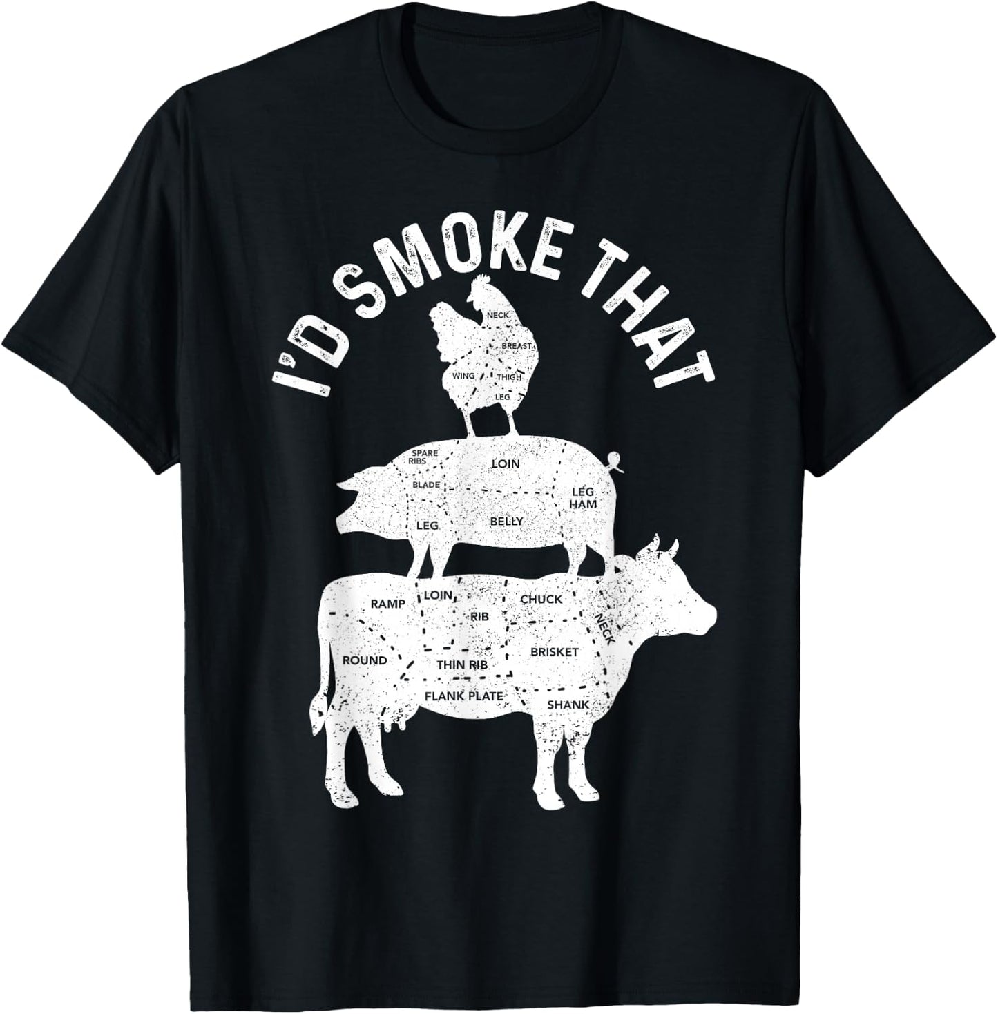 Chef Butcher BBQ I'd Smoke That Pork Beef Funny Father's Day T-Shirt - T-Shirt | Black
