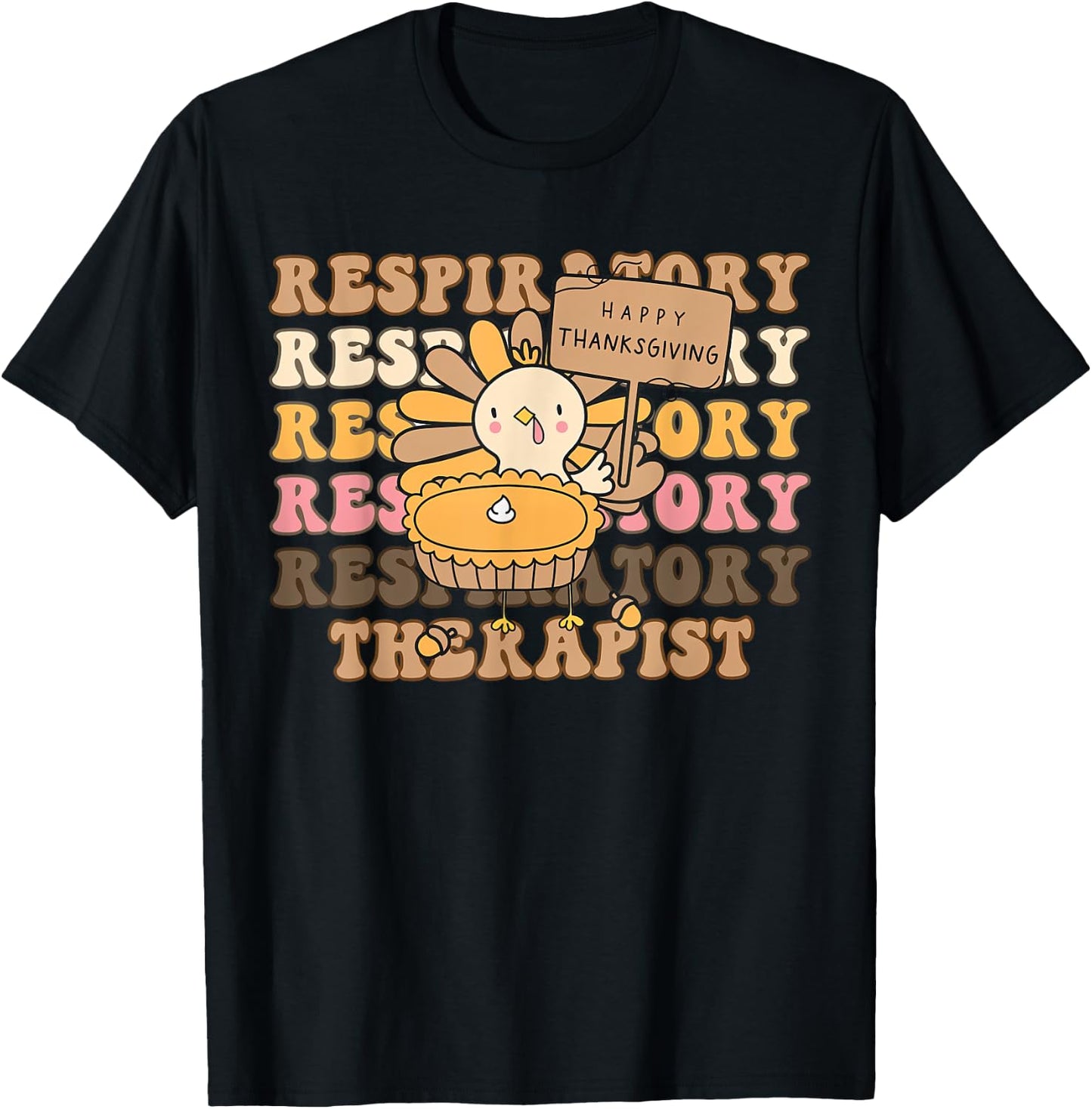 Retro Respiratory Therapist Turkey Fall Thanksgiving RT T-Shirt - T-Shirt | Black