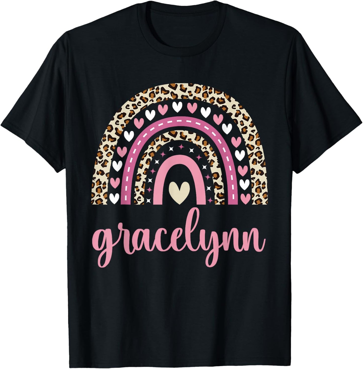Gracelynn Rainbow Leopard Personalized Gracelynn Birthday T-Shirt - T-Shirt | Black