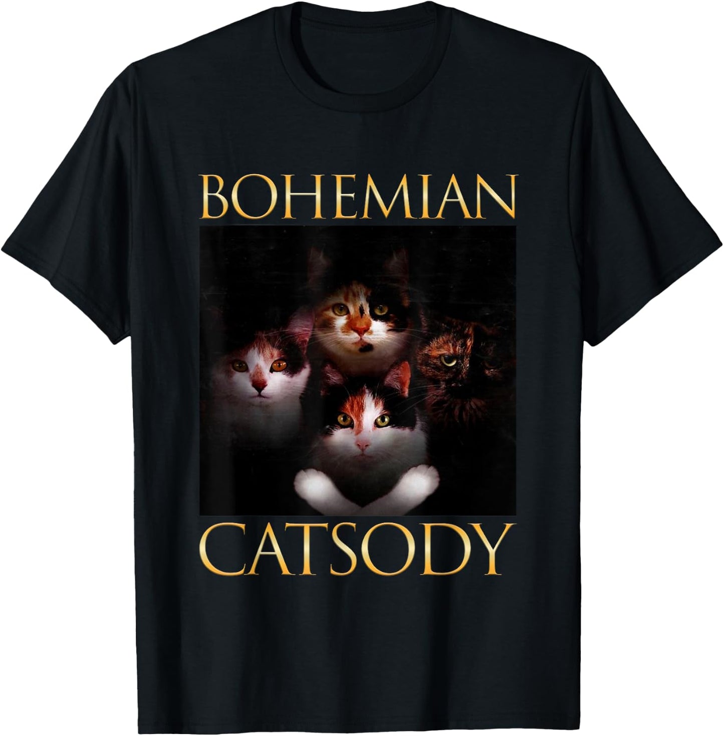 Bohemian Catsody Cats Kittens Meow Parody Funny Cat Lover Women Girls Kids T-Shirt - T-Shirt | Black