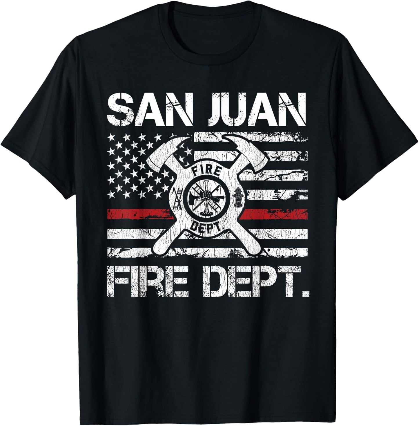 San Juan Puerto Rico Fire Department Thin Red Line Fireman T-Shirt - T-Shirt | Black