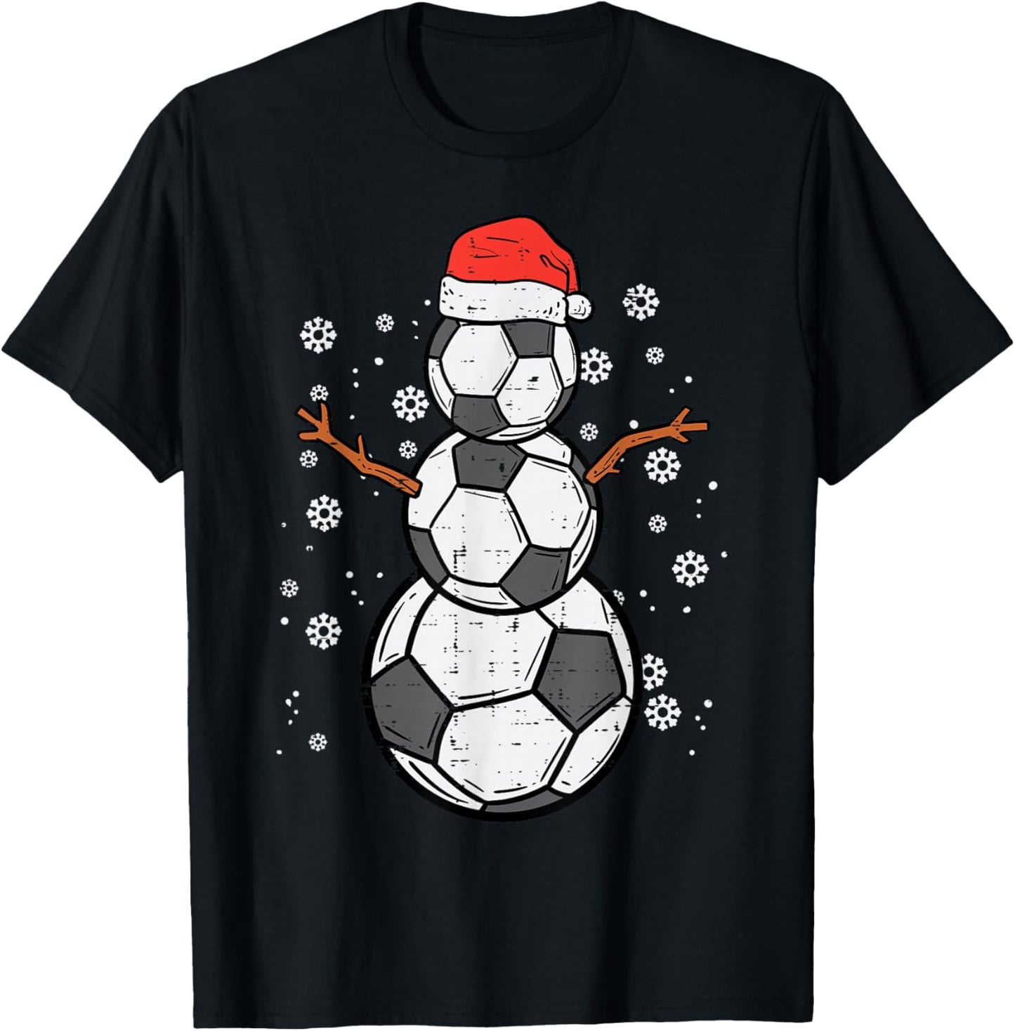 Soccer Snowman Xmas Christmas Sports Boys Girls Men Women T-Shirt - T-Shirt | Black