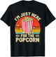 Funny I'm Just Here For The Popcorn Retro Movie Night T-Shirt - T-Shirt | Black