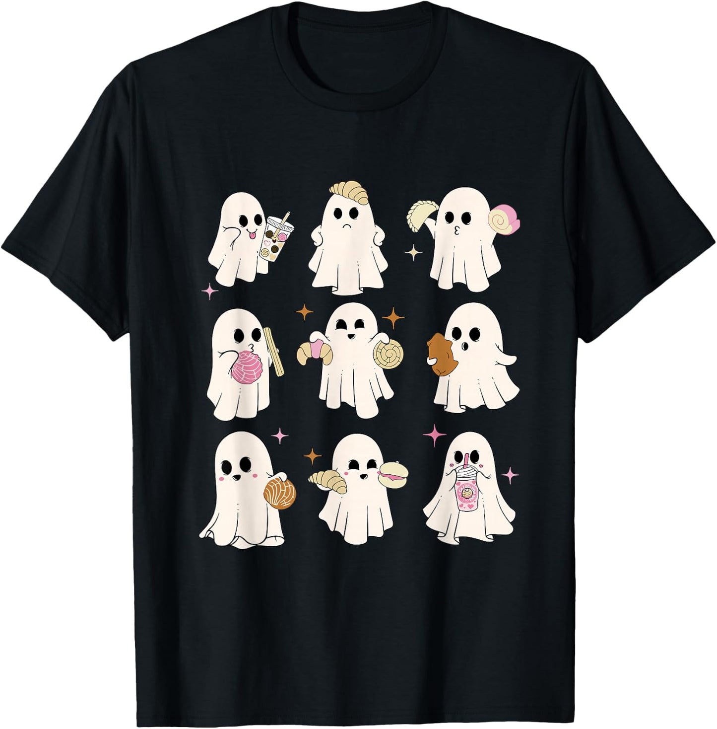 Cute Ghost Pantasmas Latina Halloween Mexican Spooky Conchas T-Shirt - T-Shirt | Black