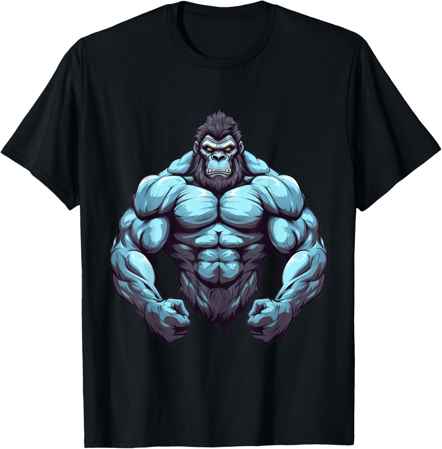 Gorilla Bodybuilder Muscular Body Gym Fitness Weightlifting T-Shirt - T-Shirt | Black