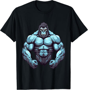 Gorilla Bodybuilder Muscular Body Gym Fitness Weightlifting T-Shirt - T-Shirt | Black