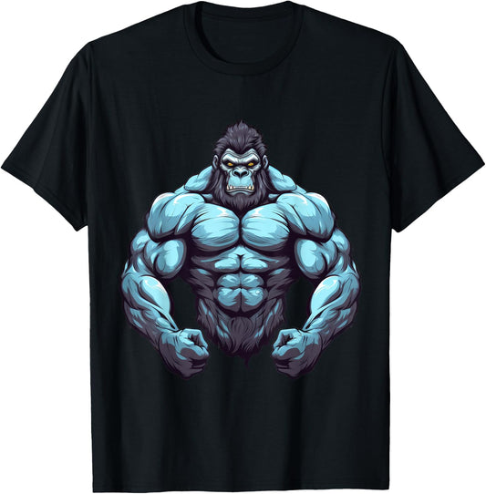 Gorilla Bodybuilder Muscular Body Gym Fitness Weightlifting T-Shirt - T-Shirt | Black