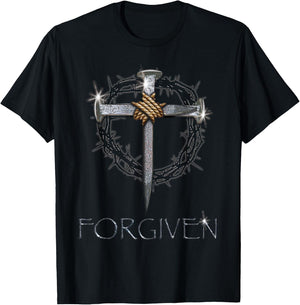 Forgiven - 3 nails + 1 cross = 4 given T-Shirt - T-Shirt | Black