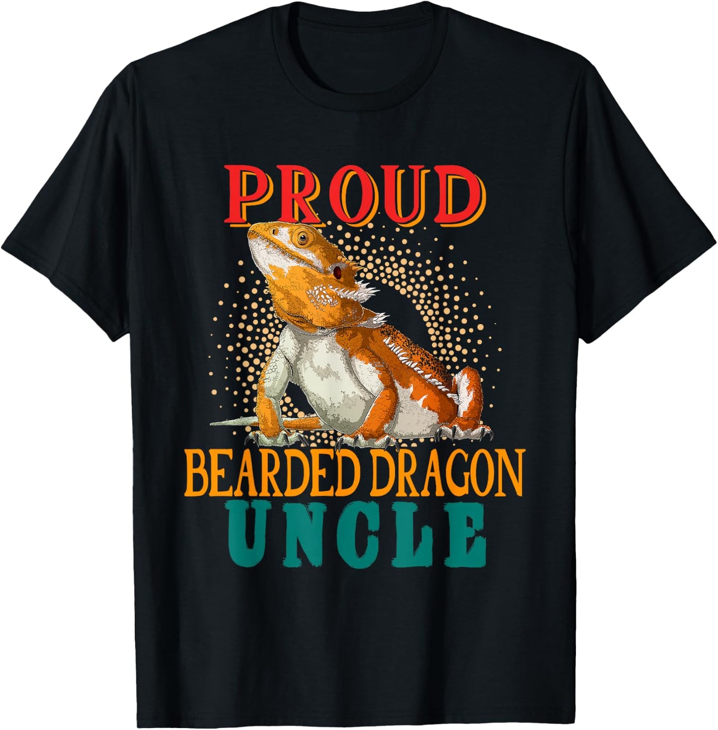 Vintage Proud Bearded Dragon Uncle Cute Bearded Dragon T-Shirt - T-Shirt | Black
