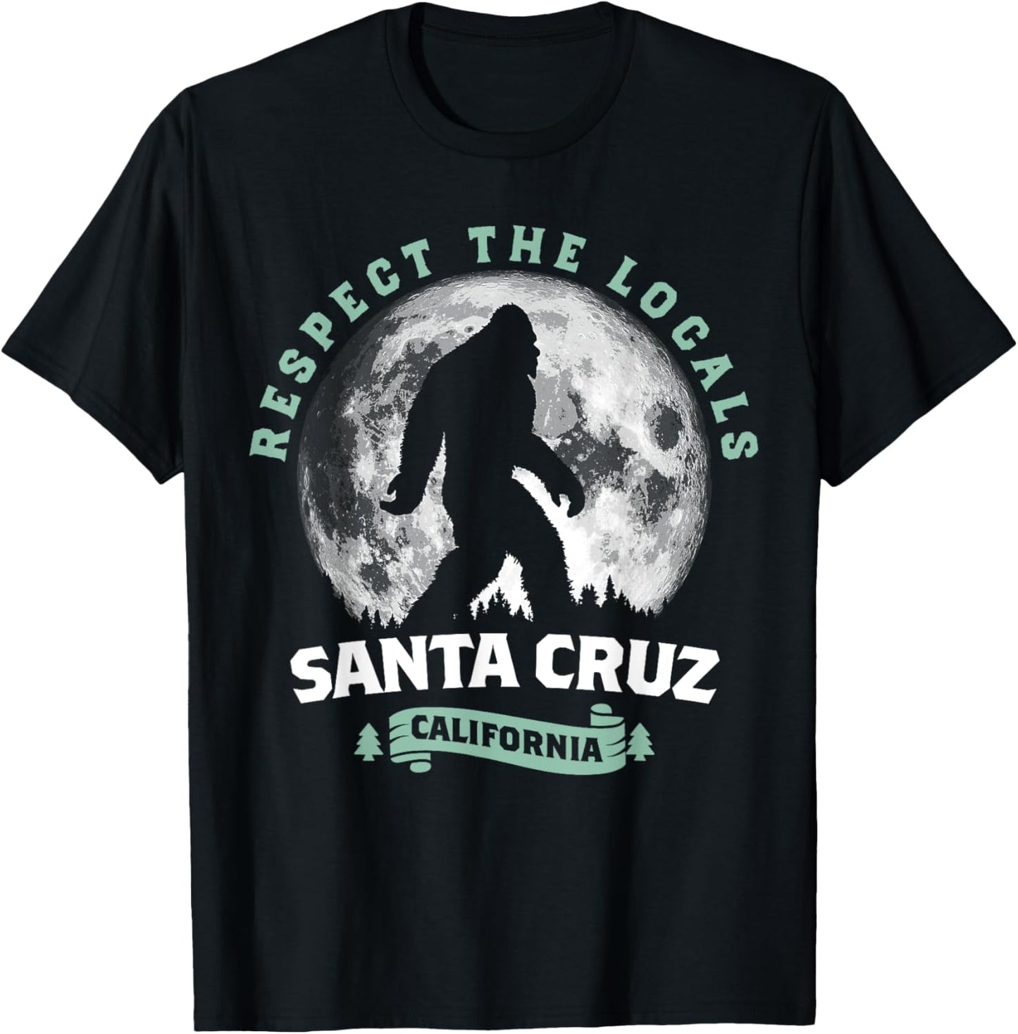 Santa Cruz California Bigfoot Night Walk Retro T-Shirt - T-Shirt | Black