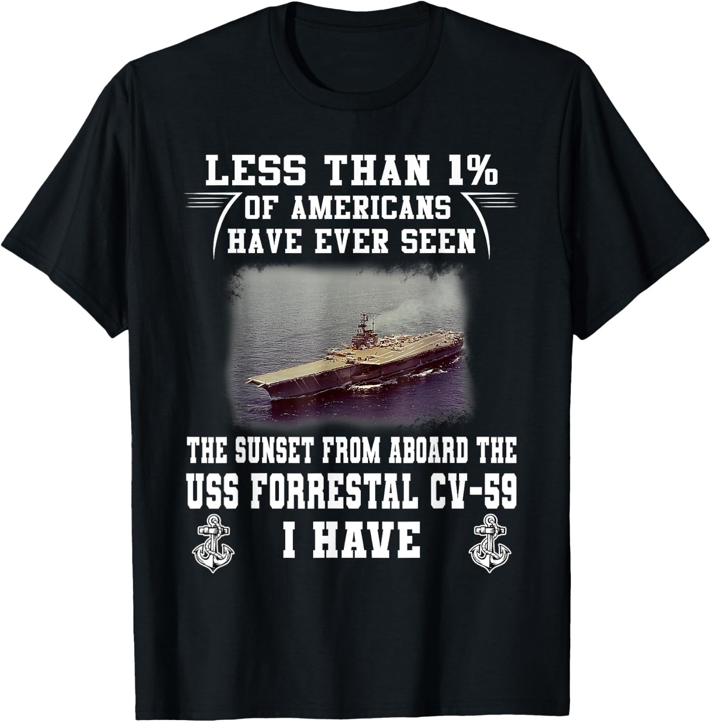 USS Forrestal CV-59 Aircraft Carrier T-Shirt - T-Shirt | Black