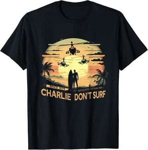 Vietnam War Vintage Sunset - Classic Charlie Don't Surf T-Shirt - T-Shirt | Black