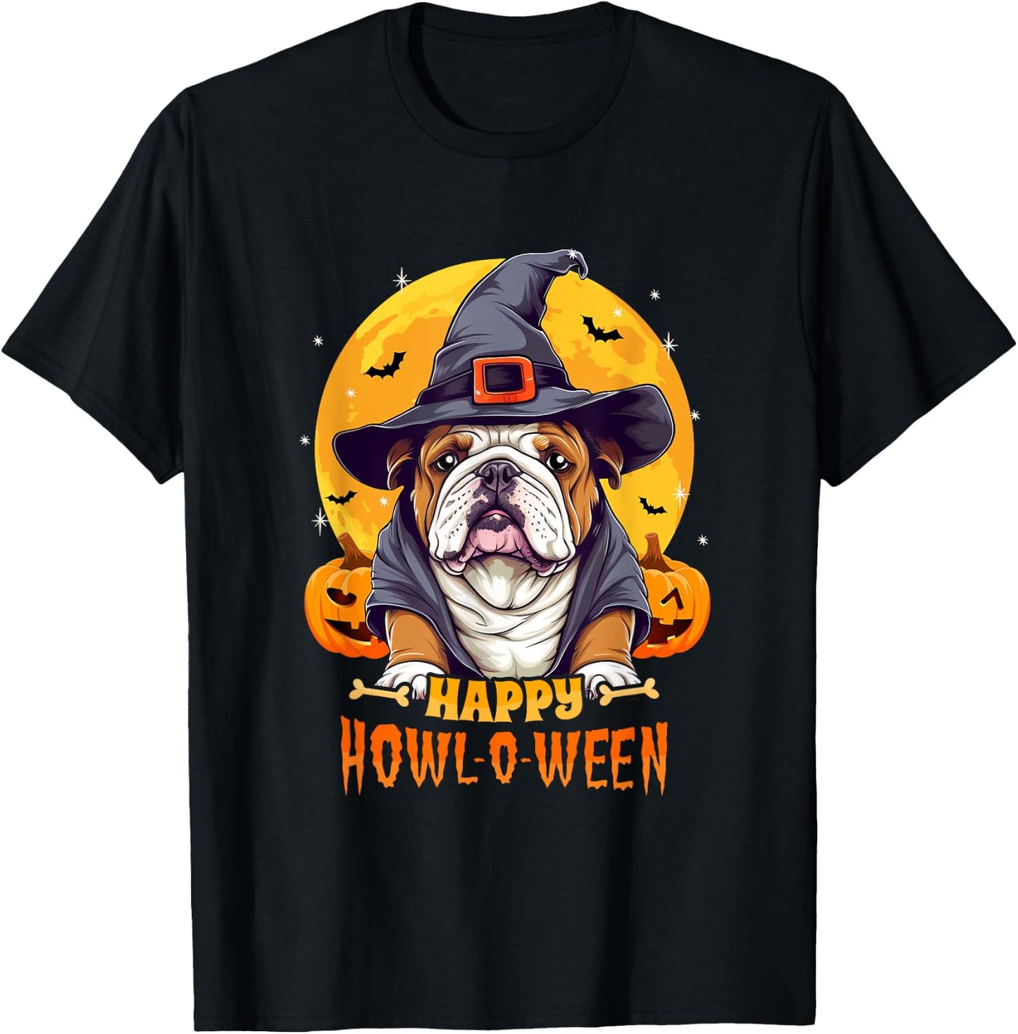 English Bulldog Halloween Dog Howl O Ween Funny Pet T-Shirt - T-Shirt | Black