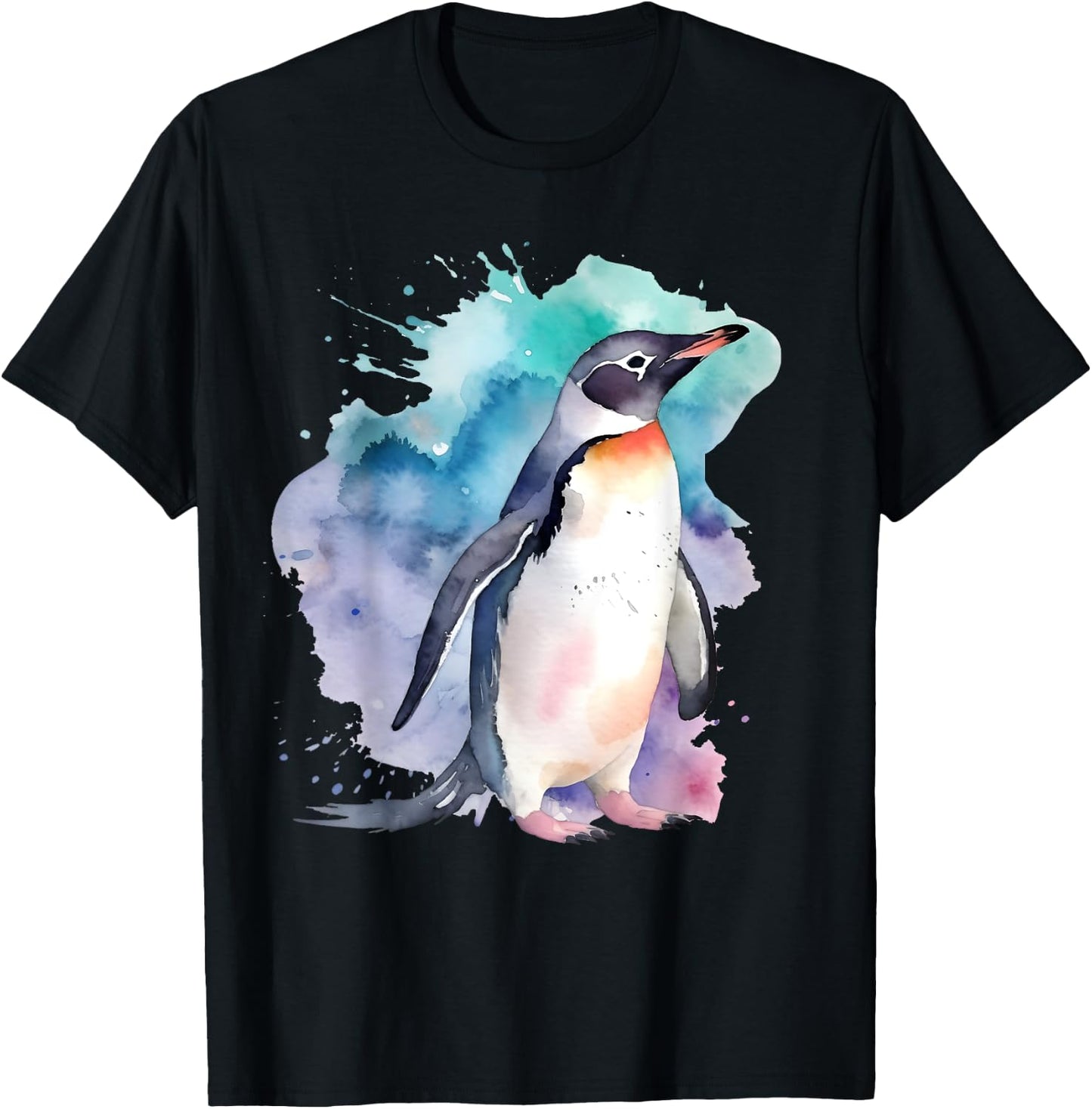 Penguin Watercolor T-Shirt - T-Shirt | Black