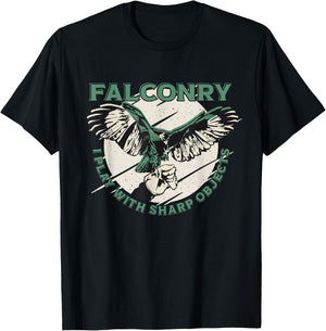 Funny Falconry I Play With Sharp Objects Falconry T-Shirt - T-Shirt | Black