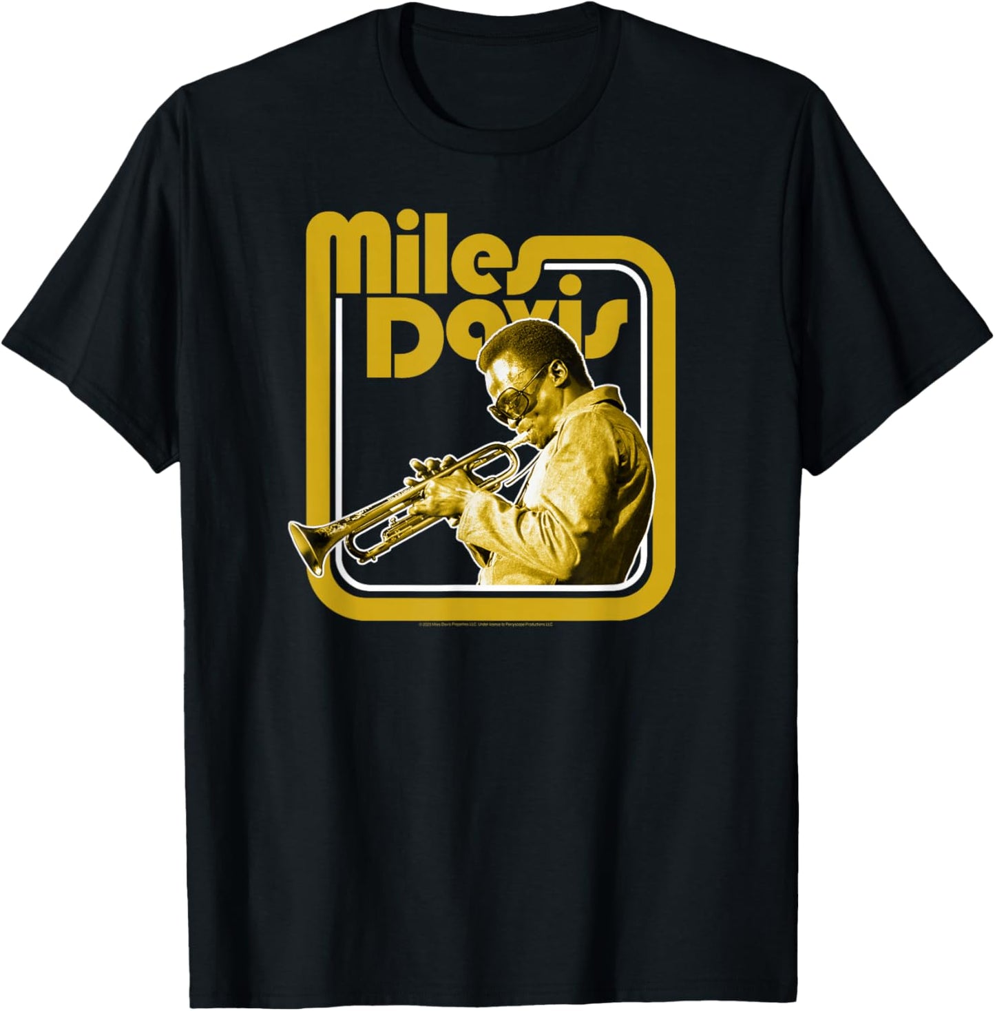 Miles Davis Retro Golden Trumpet T-Shirt - T-Shirt | Black