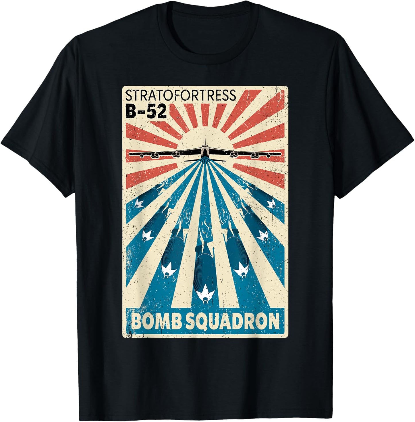 B-52 Stratofortress Bomber Vintage Bomb Squadron Poster T-Shirt - T-Shirt | Black