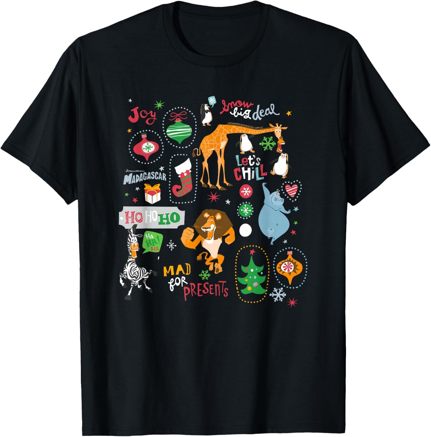 DreamWorks Madagascar Christmas T-Shirt - T-Shirt | Black