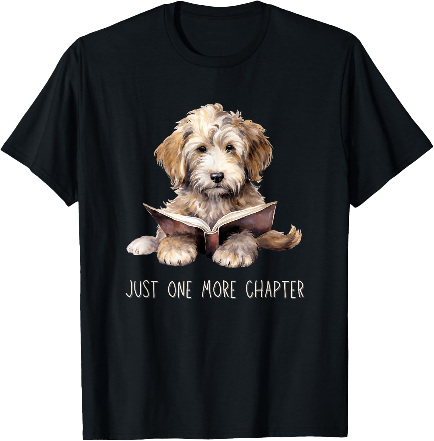 Just One More Chapter Reading Books Puppy Dogs T-Shirt - T-Shirt | Black