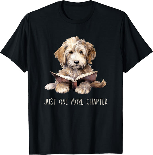 Just One More Chapter Reading Books Puppy Dogs T-Shirt - T-Shirt | Black