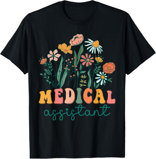 Groovy Wildflower Medical Assistant T-Shirt - T-Shirt | Black