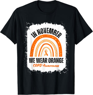 In November We Wear Orange COPD Awareness Ribbon Rainbow T-Shirt - T-Shirt | Black