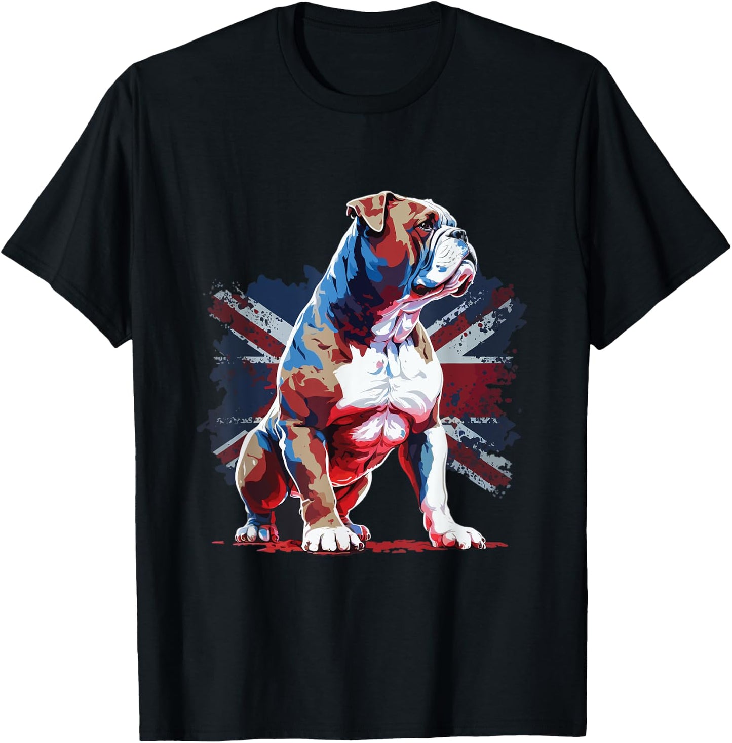 British Bulldog with union jack flag T-Shirt - T-Shirt | Black